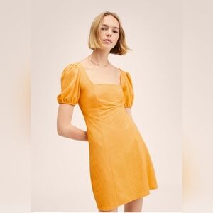 Mango Flowy puffed-sleeve dress, Size 6